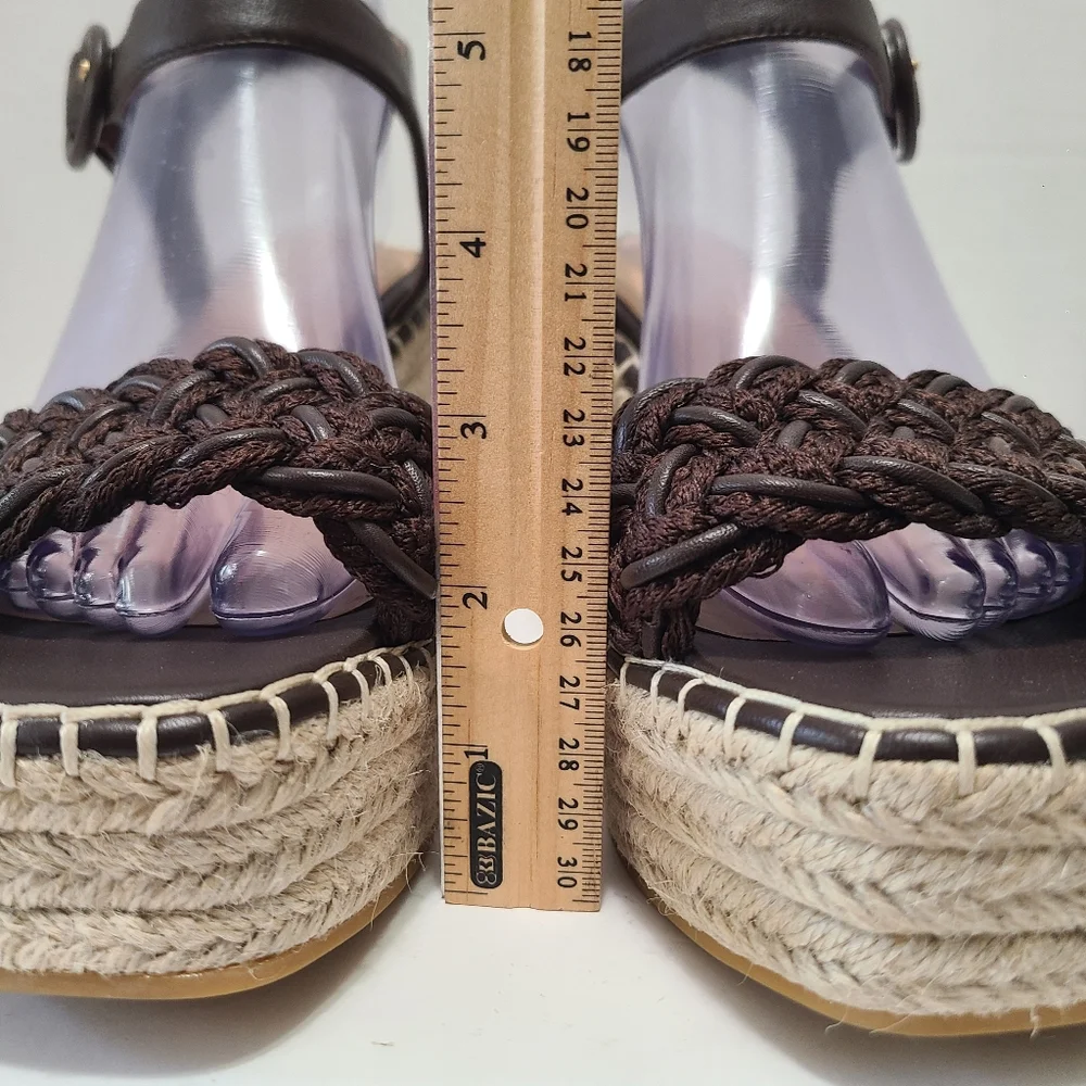 Veronica Beard Reema Ankle-Strap Wedge‎ Brown Sandal Size 8